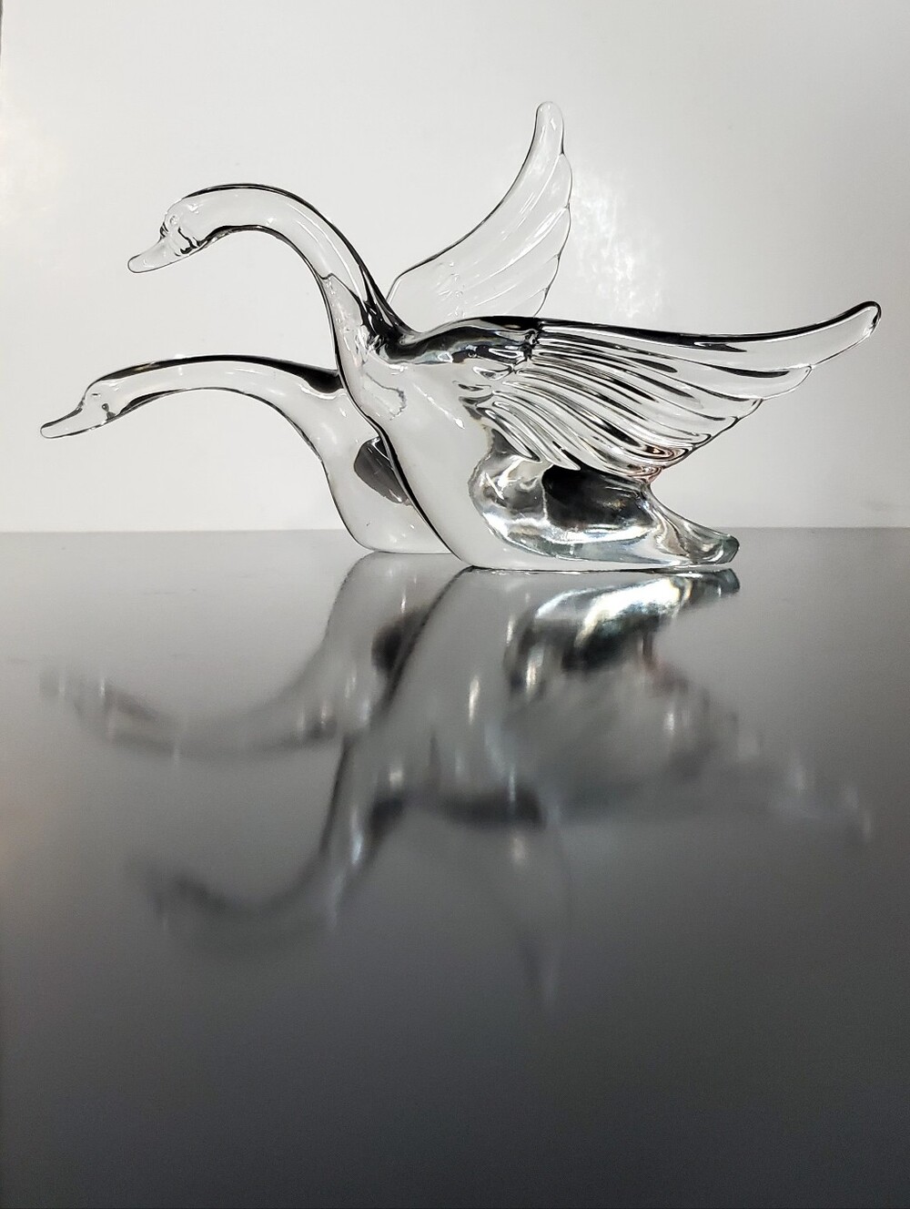 (2) Heisey Blown Clear Crystal Geese In Motion Figurines by Imperial Glass - Picture 8 of 16